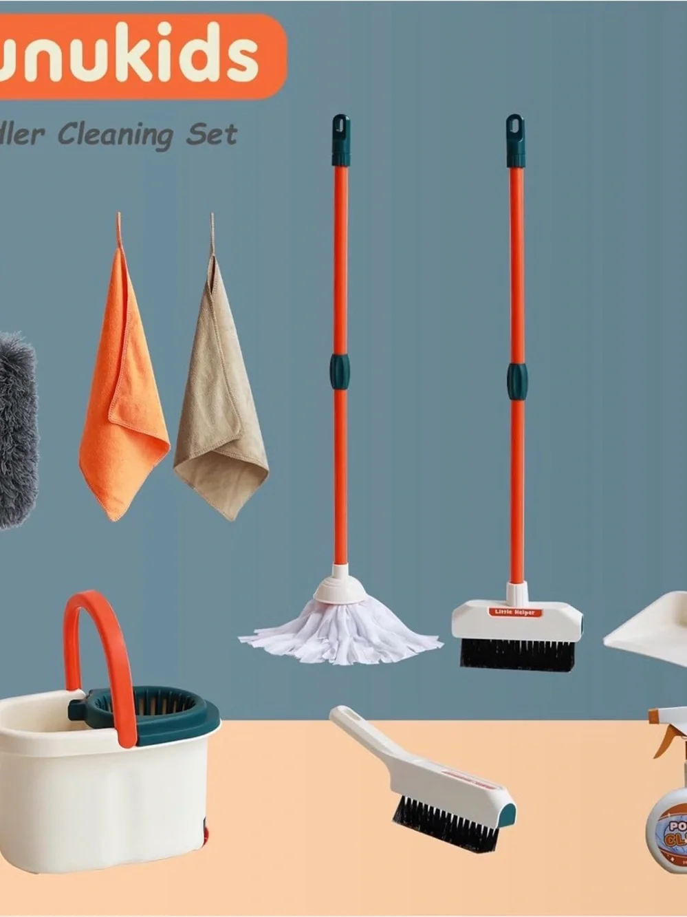 Little Helper Kids Cleaning Set - Orange & White （ brand：nunukids）